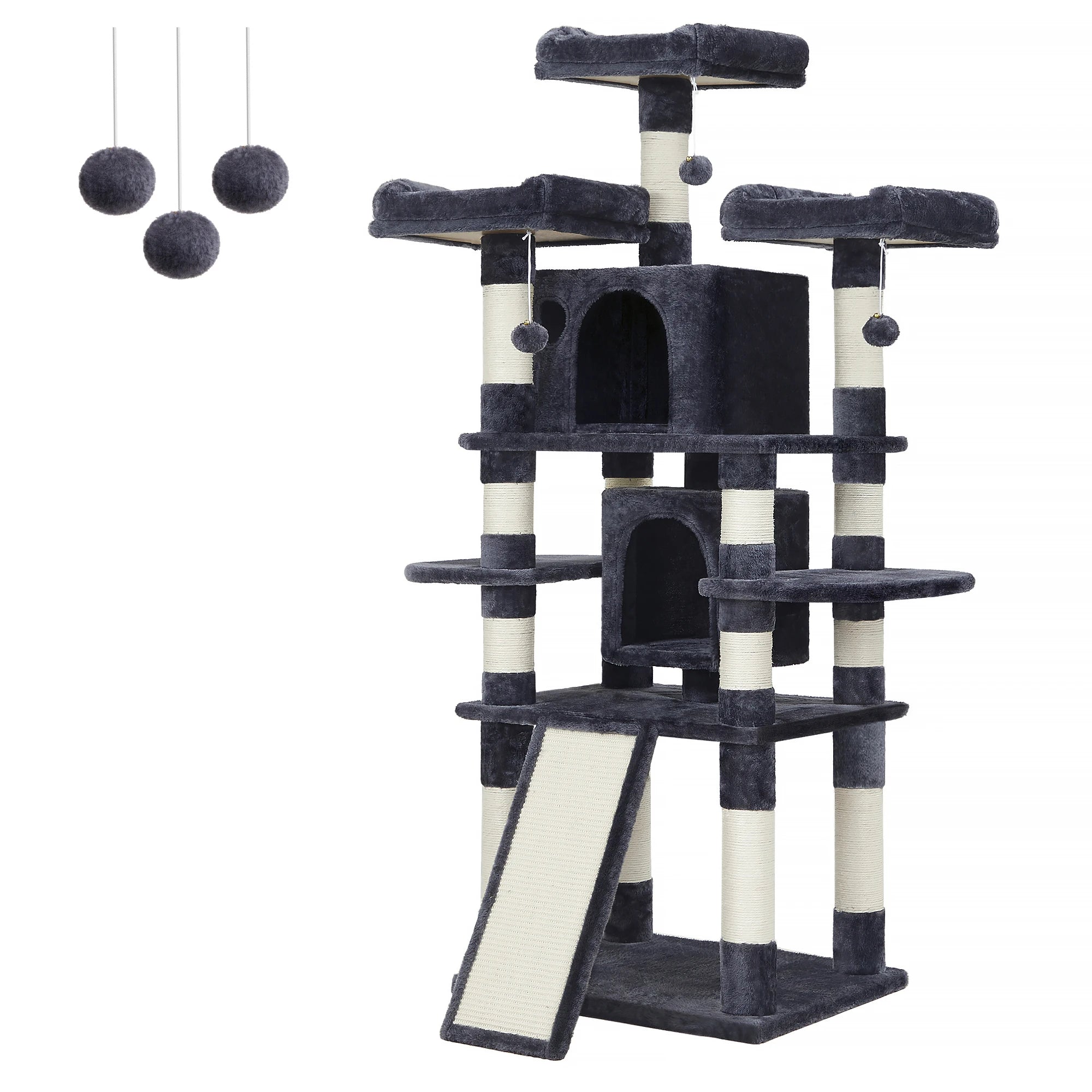 Feandrea 67 Inches Multi-Level Cat Tree for Large Cats, with Cozy Perches, Stable,