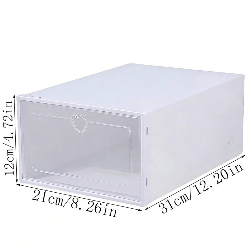 6/12 PCS Stackable Shoe Box With Flip Door - Suitable For Family Dormitory, Space Saving Transparent Storage Box