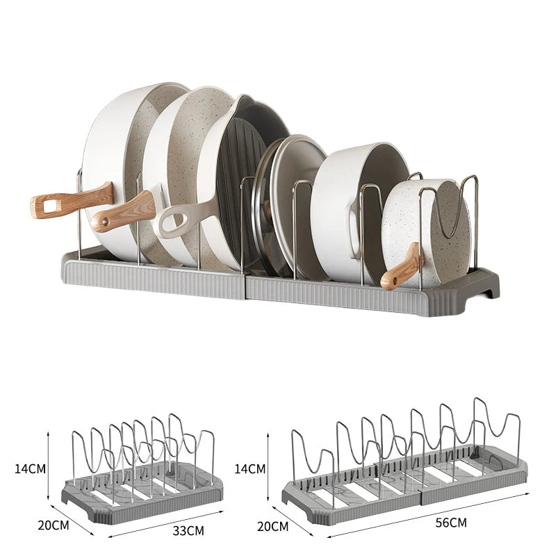 1pc Kitchen Retractable Storage Rack Multi-functional Cabinet Bowl Shelf Kitchen Pot Cookware Draining Rack Kitchen Organizer