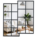 JHK 16" x 32"  Set of 2 Standing Hanging Full Body Wall Mirror Rectangle Window Pane Decorative Mirror Metal Framed Mirror