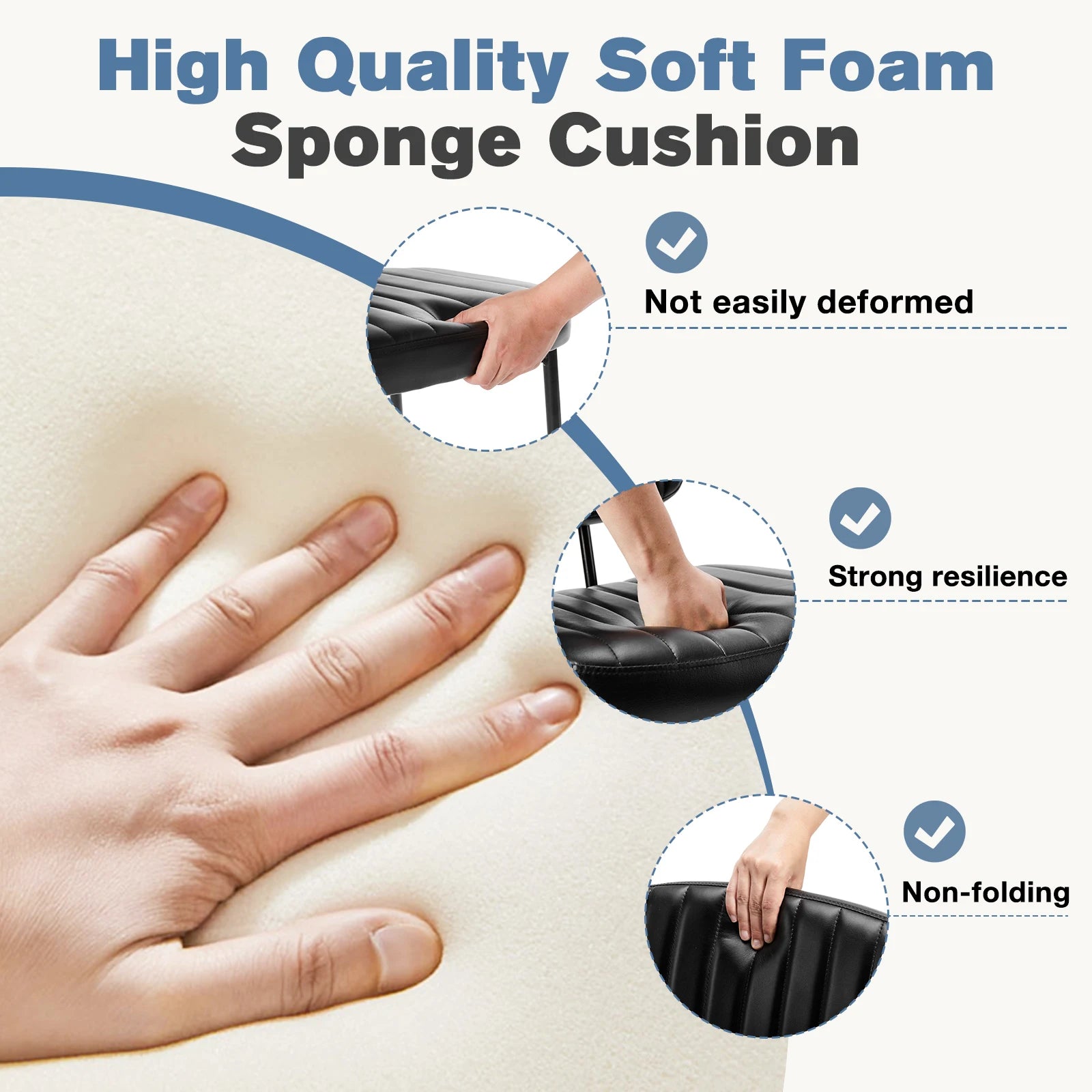 JHK Armless Set of 2 Office Chair Ergonomic Back Lumbar Support PU Leather  Foam Sponge Cushion Seat Modern Computer Chair