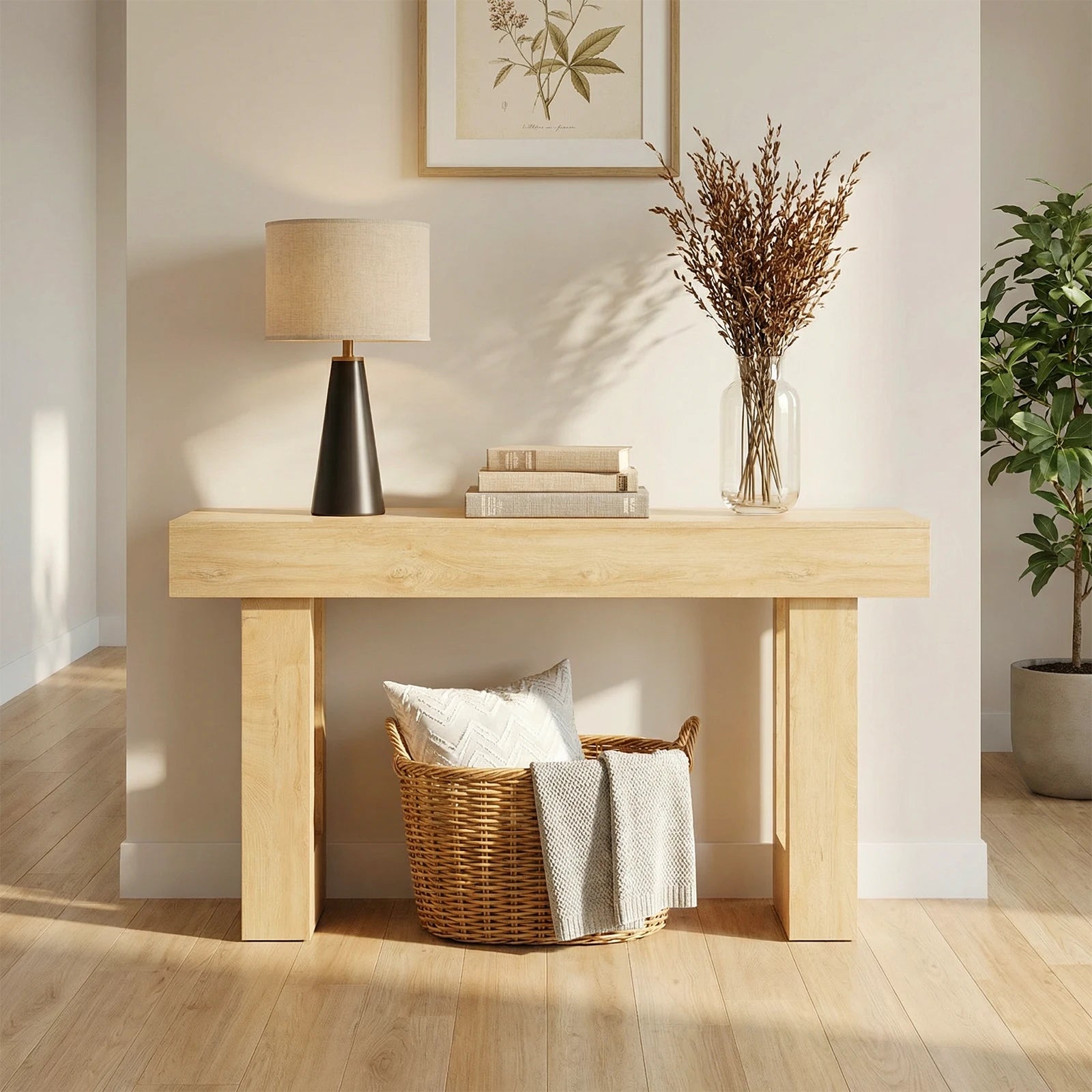 JHK 63IN Sofa Table Narrow Console Table Wooden Entryway Table Space-Saving Heavy Duty 155lbs Capacity for Living Room