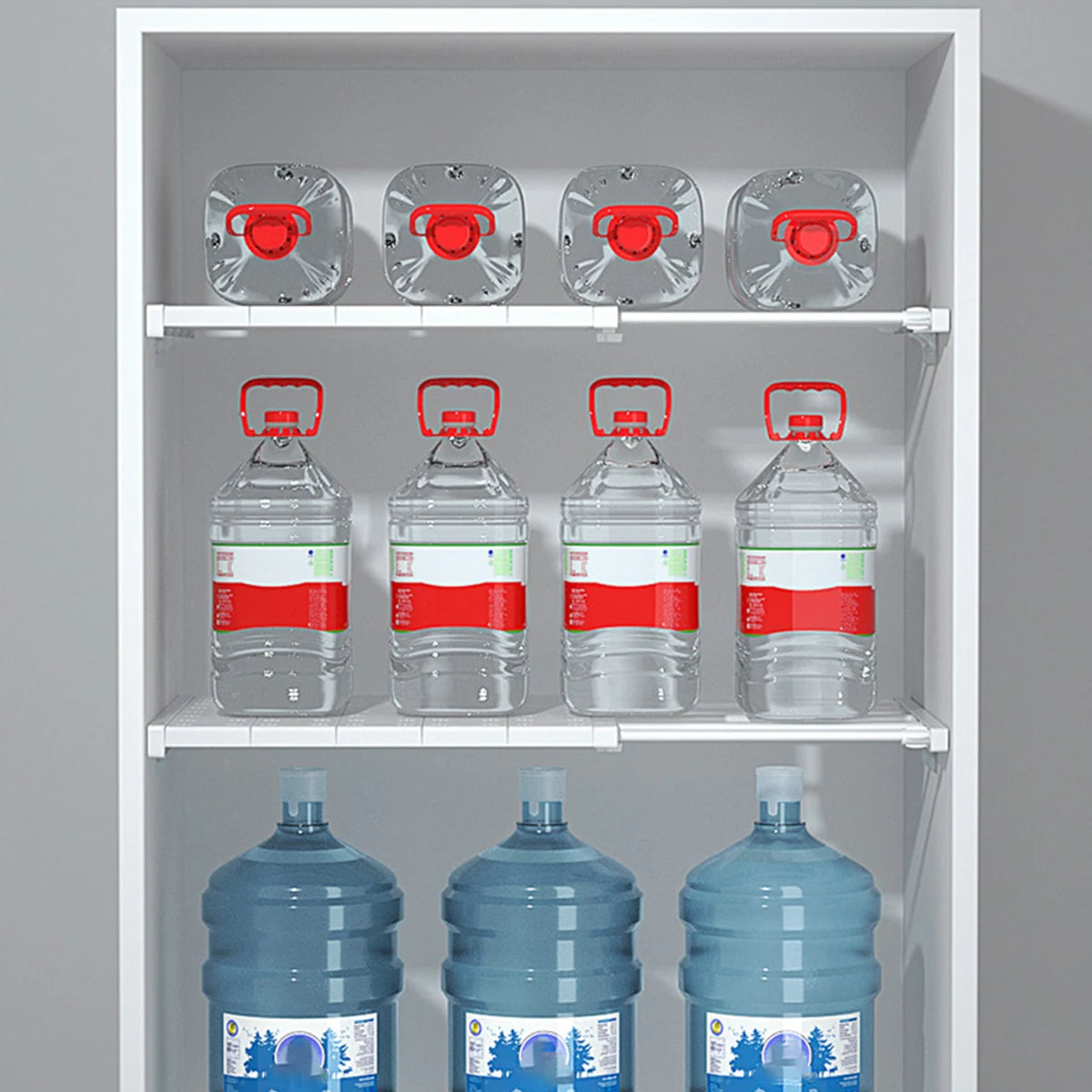 Adjustable Closet Shelf Kitchen Extendable Storage Tension Rod Rack Organizer DIY Wardrobe Divider Cabinet Space Saving