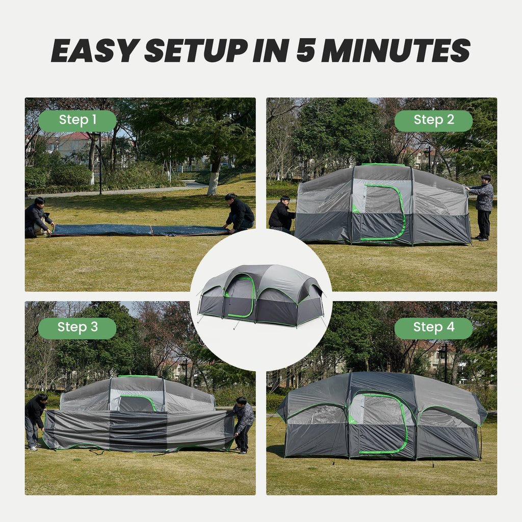 JHK Outdoor 8 Person Camping Tent Quick Instant Tents Setup and Waterproof Windproof Dome Tent with Multi-Directional for Picnic