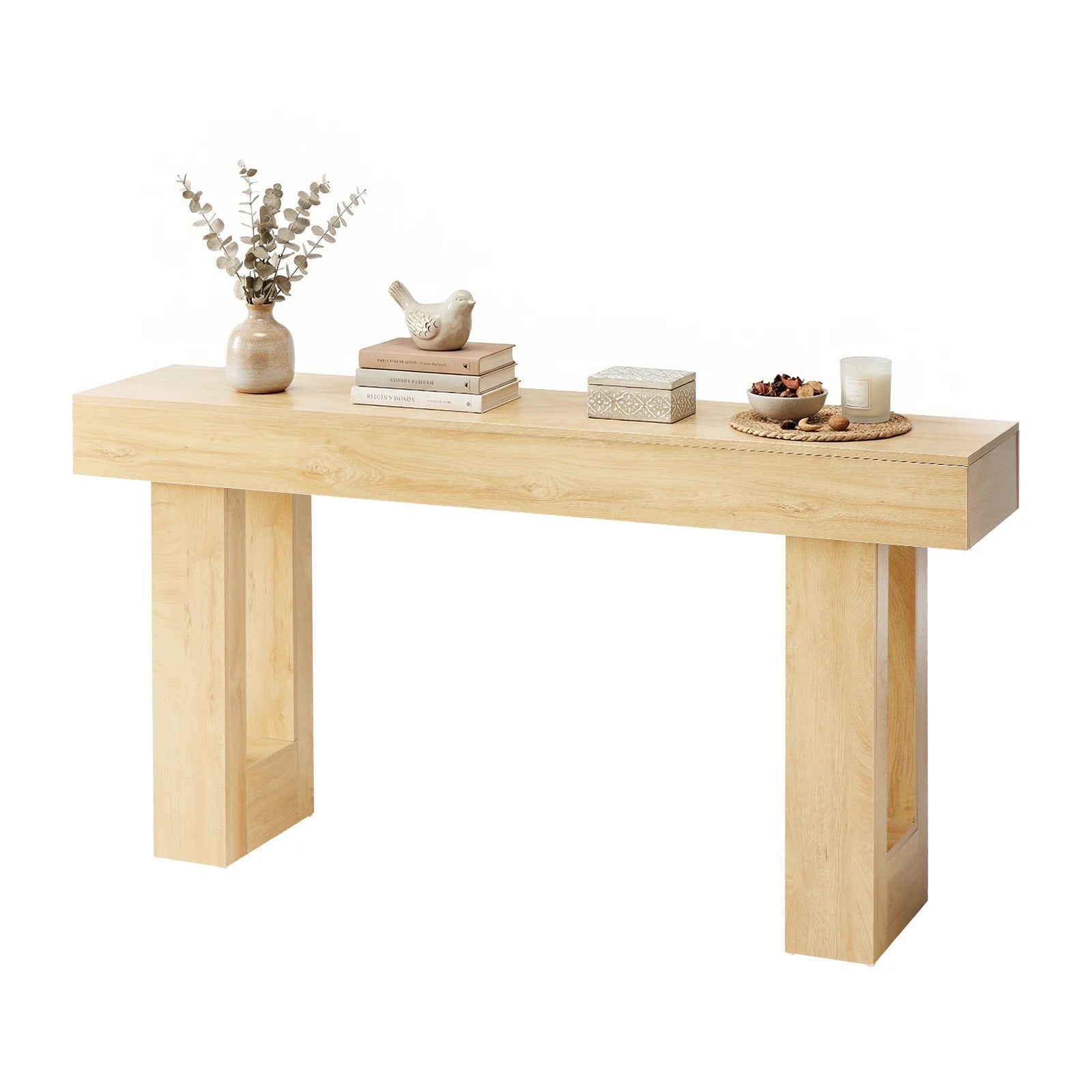 JHK 63IN Sofa Table Narrow Console Table Wooden Entryway Table Space-Saving Heavy Duty 155lbs Capacity for Living Room