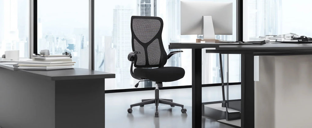 JHK Mesh Lumbar Support Office Desk Computer Chair Ergonomic High Back Swivel Rolling Gaming Chairs With Wheels And Flip-up Arms