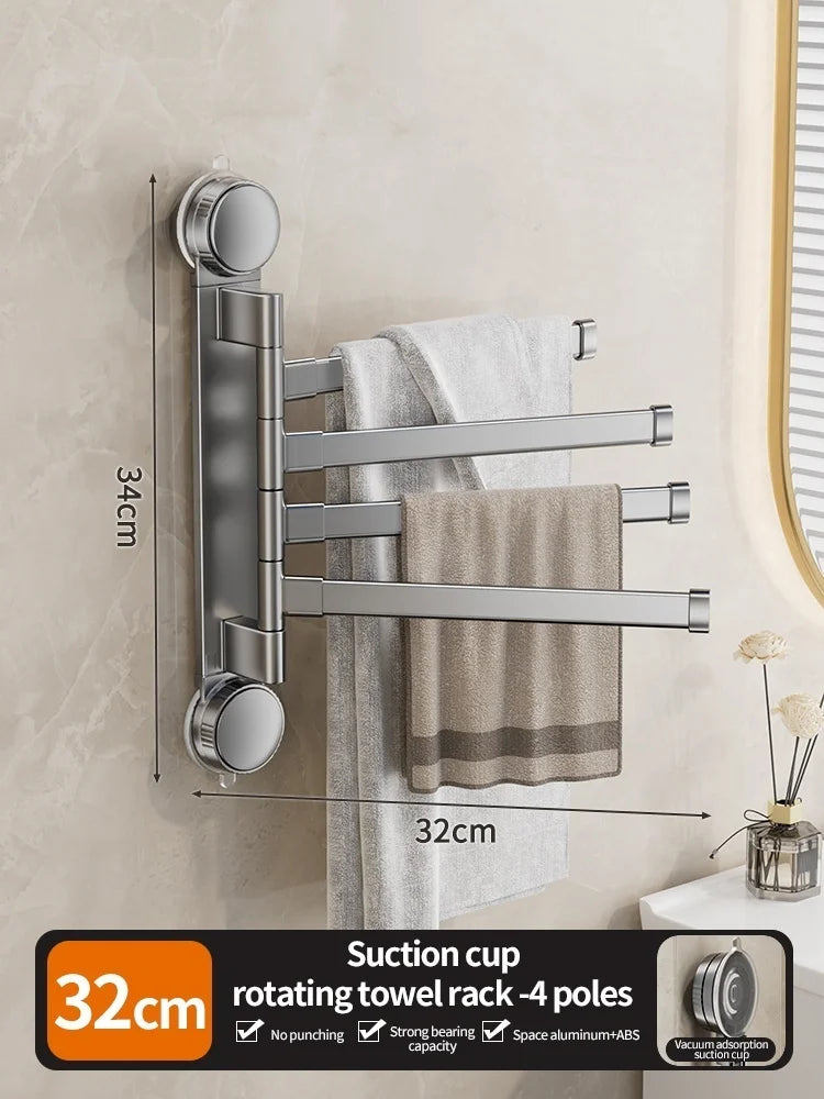No Need To Drill Suction Cup rotating towel rack multi-bar folding rack towel rack Bathroom bath towel rack Kitchen storage rack