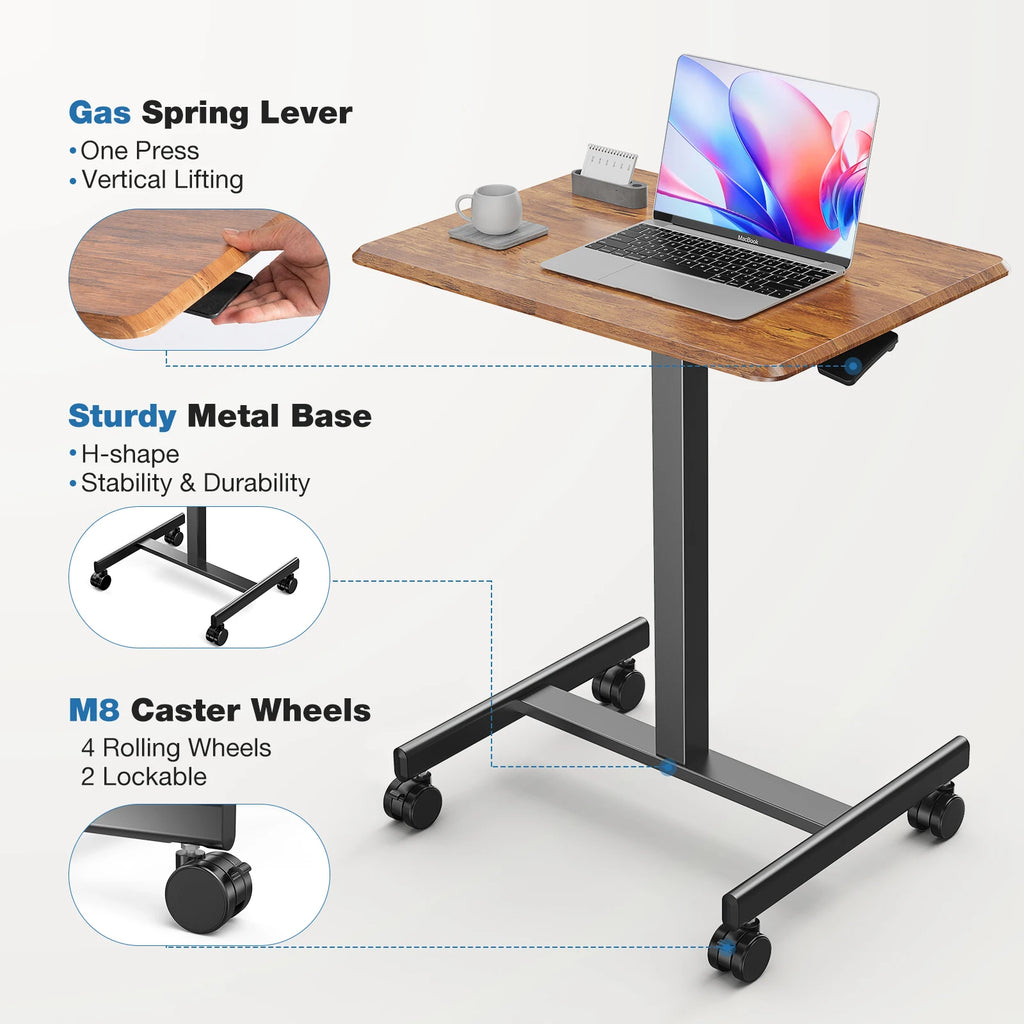 JHK Mobile Living Room Sofa Table Standing Desk Portable Computer Desk Laptop Height Adjustable Table Sitting Workstation