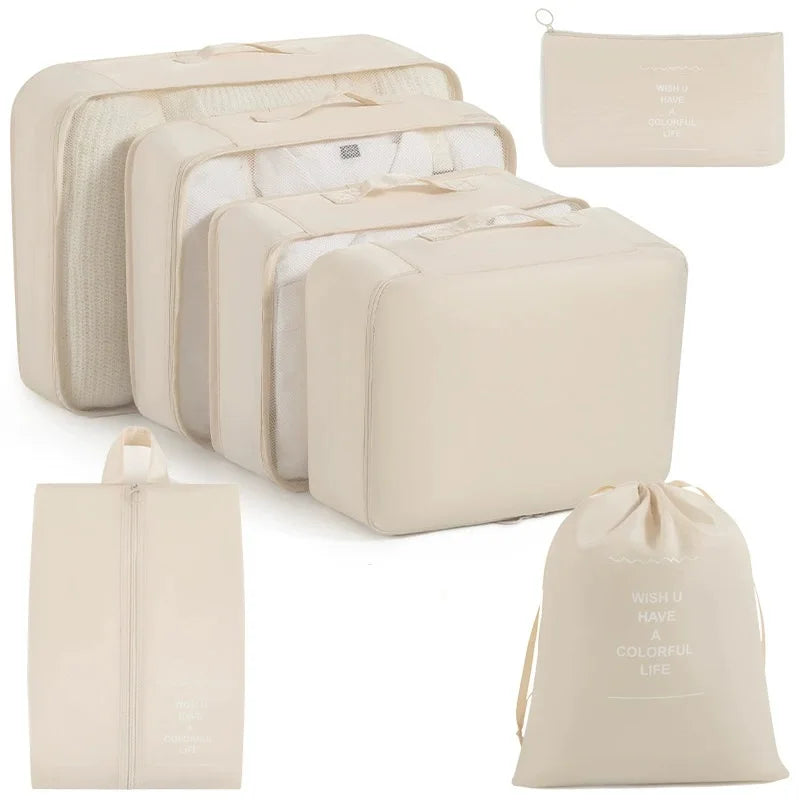 7/8/9/10 Pcs Set Travel Organizer Storage Bags Suitcase Packing Cubes Set Cases Portable Luggage Clothes Shoe Tidy Pouch Folding