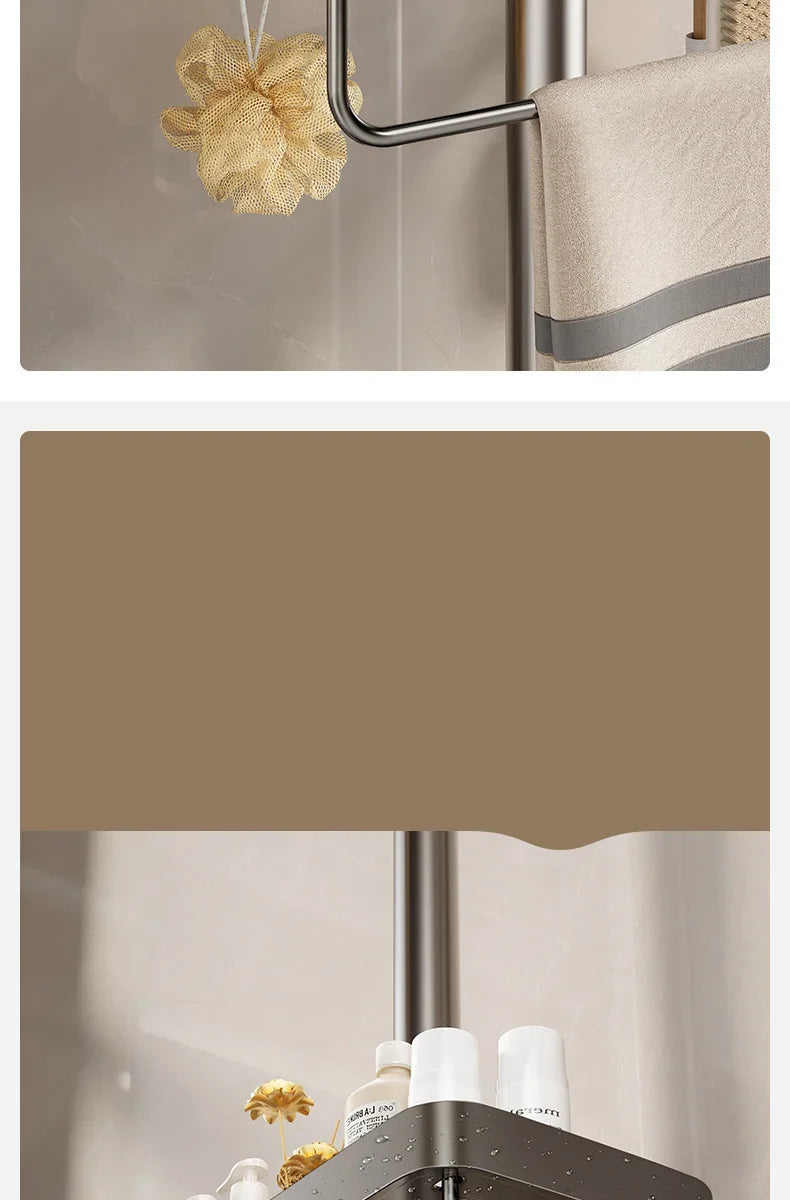 Bathroom Shower Head Holder Wall Mounted No Drilling Required Shampoo Organizer Rack Integrated Design Storage Shelf