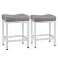 JHK Bar Stools Saddle-Style Pu Leather Upholstered Chair Counter Height Bar Stools with Metal Base Saddle Stools For Kitchen