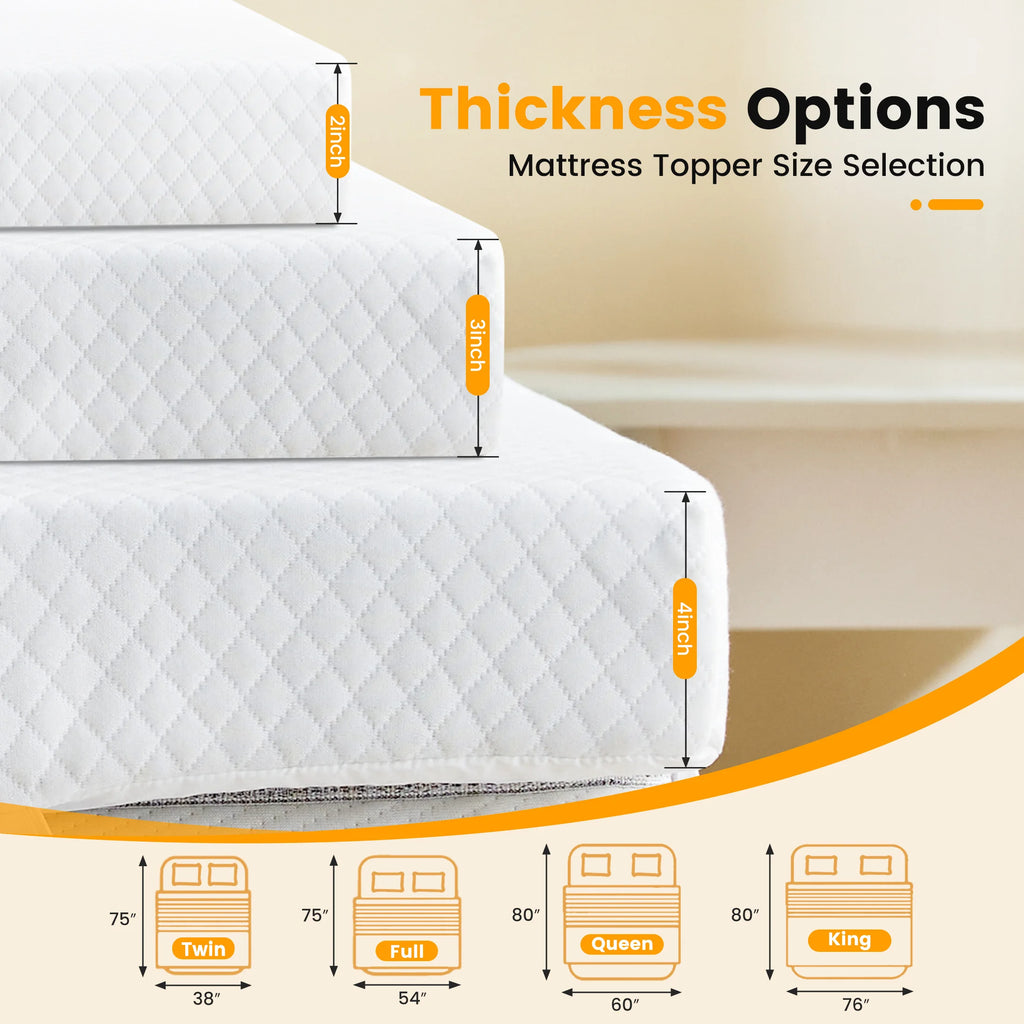 JHK 3 Inch with Fabric Cover Gel Memory Foam Mattress Topper Full Size Cooling Mattress Soft and Breathable Bed Topper