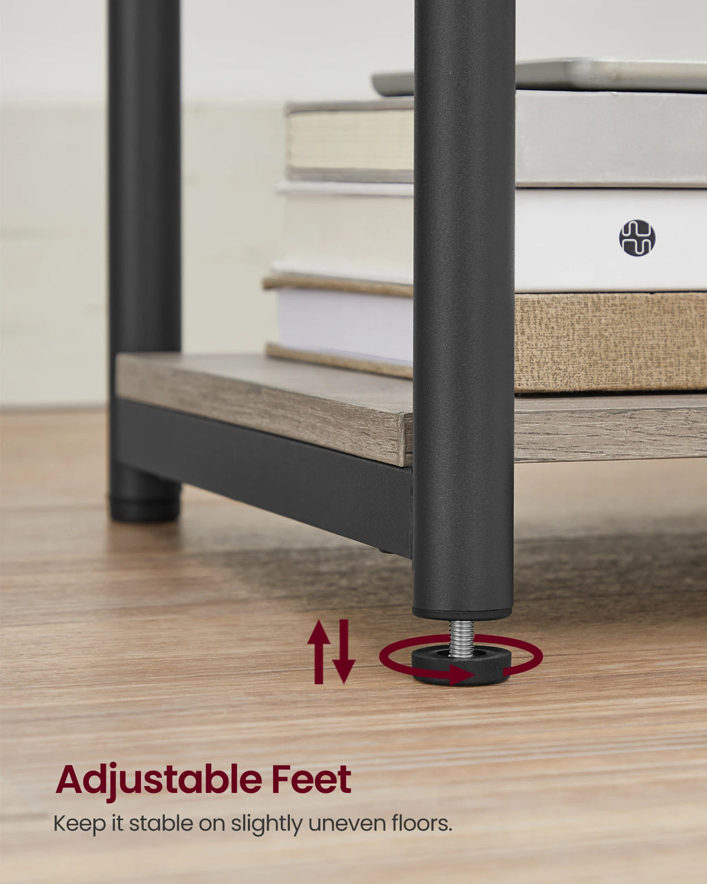 VASAGLE End Table with Charging Station, Small Side Table for Living Room, Bedroom, Nightstand with Outlets and USB Ports, Bedsi