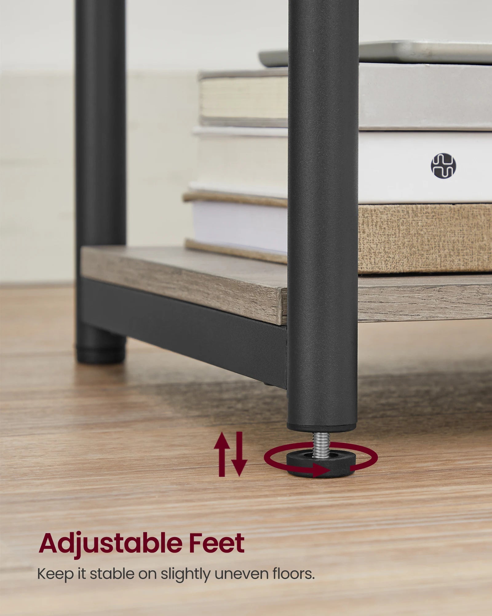VASAGLE End Table with Charging Station, Small Side Table for Living Room, Bedroom, Nightstand with Outlets and USB Ports, Bedsi