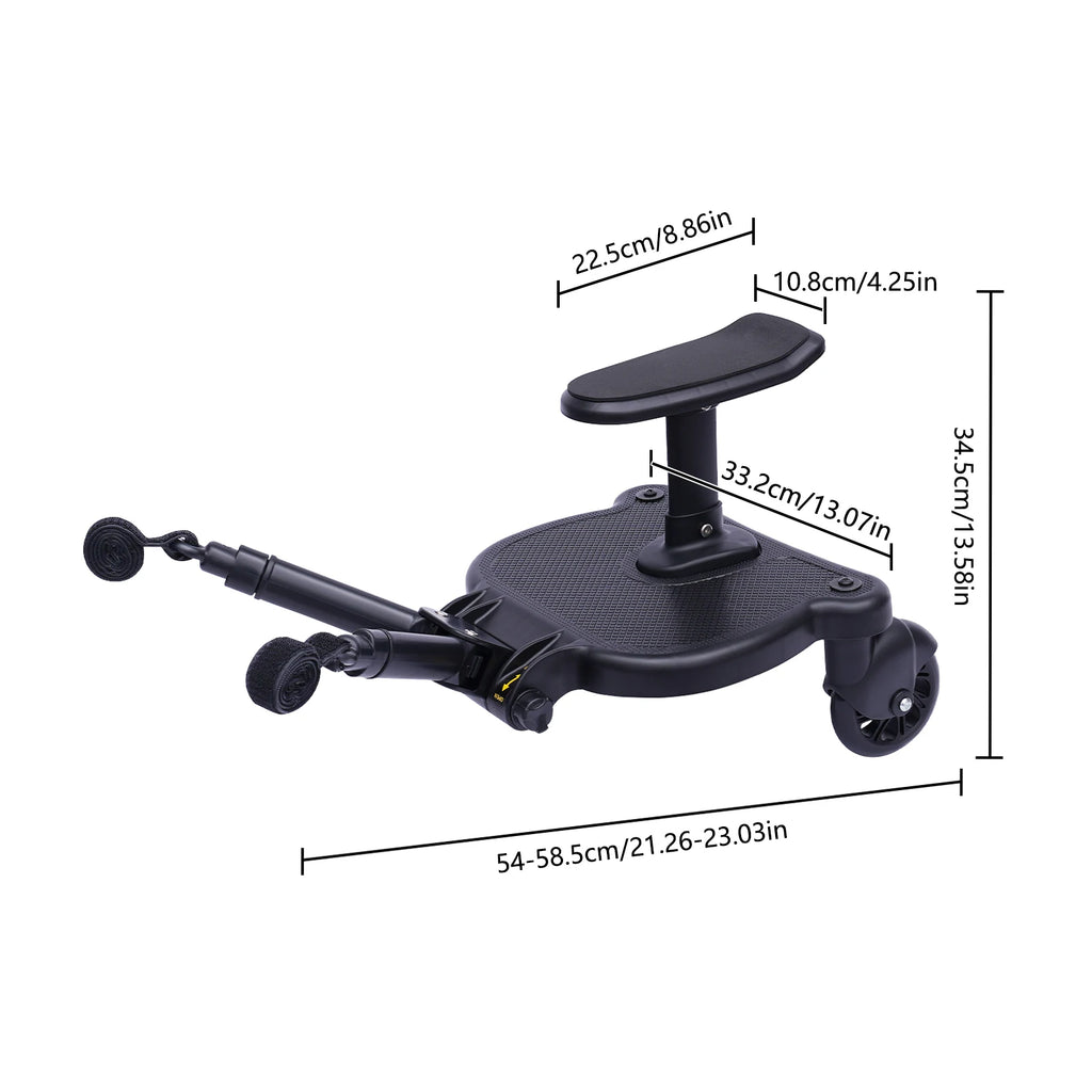 Universal 2-in-1 Stroller Board And Seat Pram Pedal Adapter for Kids - Detachable Safety Ride Board for Pushchair with 25kg Load