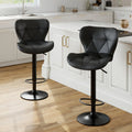 JHK Ergonomic Faux Leather Dining Chairs Set of 2 Adjustable Upholstered Swivel with Curved Backrest Metal Legs For Kitchen