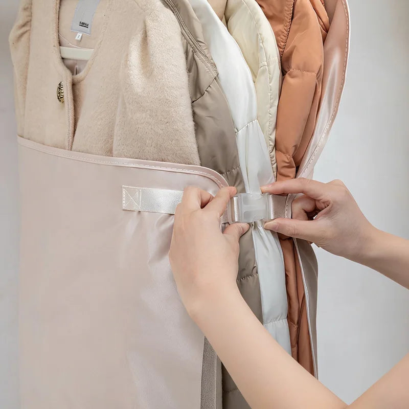 1pc Down Jacket Compressed Dust Cover Clothes Compression Hanging Bag Household Visible Clothes Storage Bag Wardrobe Organizer