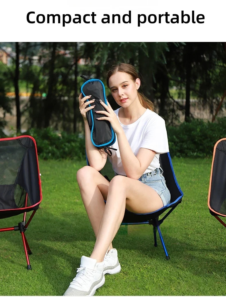 New Outdoor Moon Chair Ultra-Light Folding Camping Chair Portable Leisure Backrest Aluminum Alloy  for Backpacking  fishing