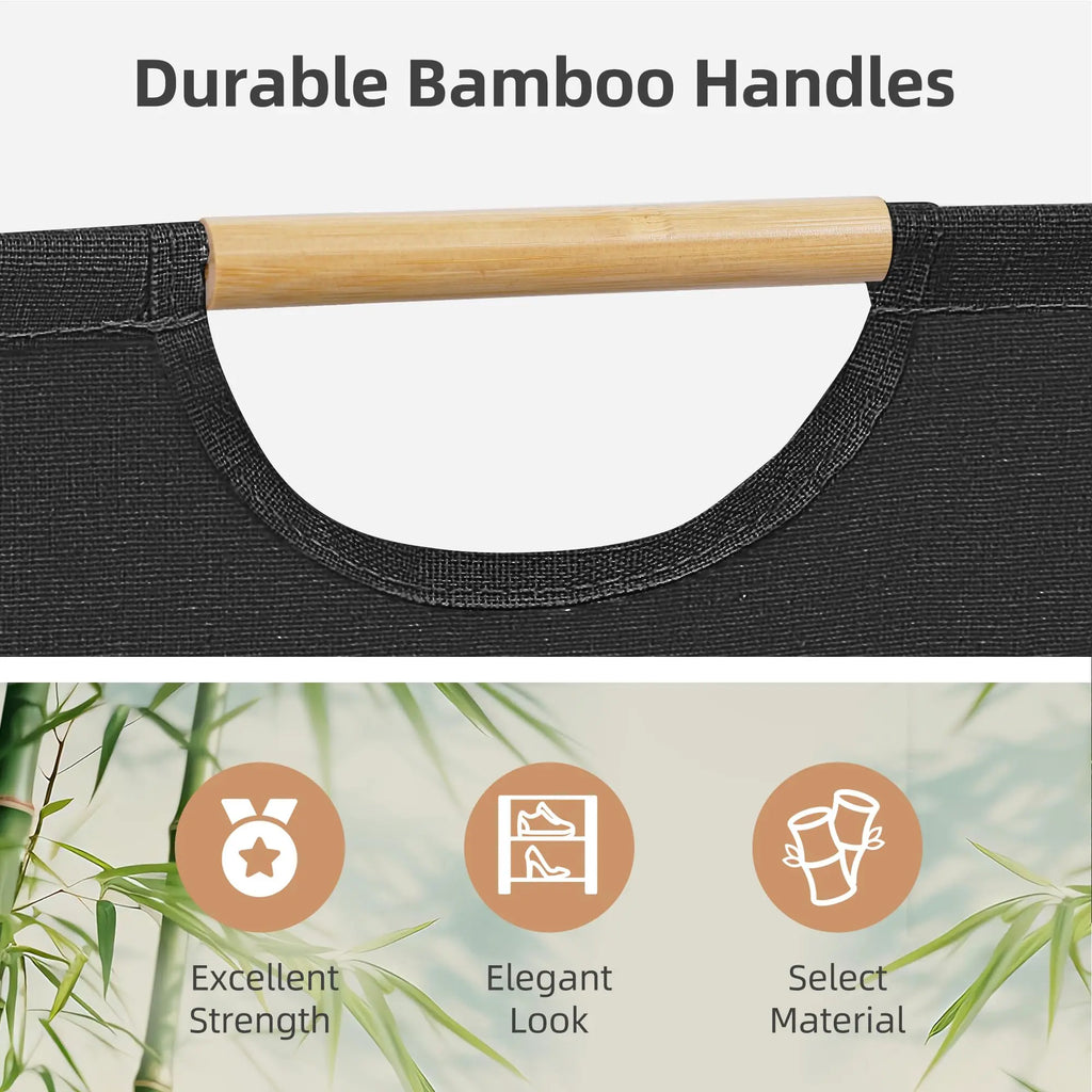 Large Capacity Laundry Basket Portable Dirty Clothes Storage Basket With Handle Black Durable Linen Foldable Laundry Basket