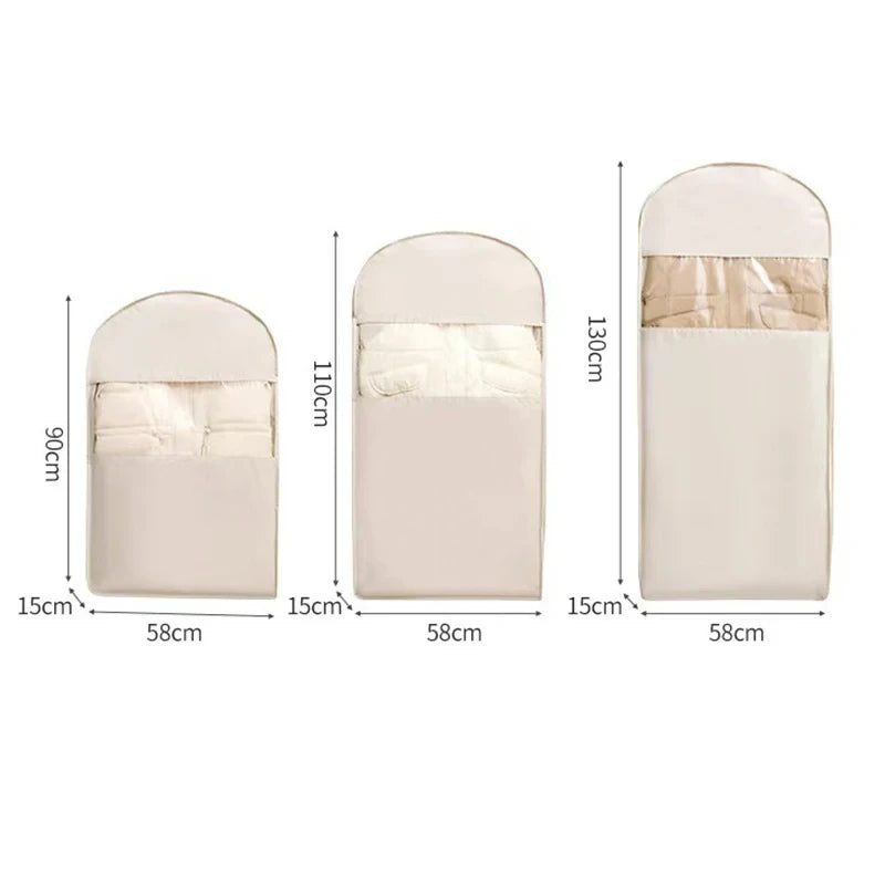 1pc Down Jacket Compressed Dust Cover Clothes Compression Hanging Bag Household Visible Clothes Storage Bag Wardrobe Organizer