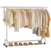 SONGMICS Clothes Rack with Wheels, Heavy-Duty Garment Rack with Extendable Hanging Rod, 243 lb Load Capacity, 17.7 x (63-78.7) x