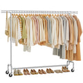 SONGMICS Clothes Rack with Wheels, Heavy-Duty Garment Rack with Extendable Hanging Rod, 243 lb Load Capacity, 17.7 x (63-78.7) x