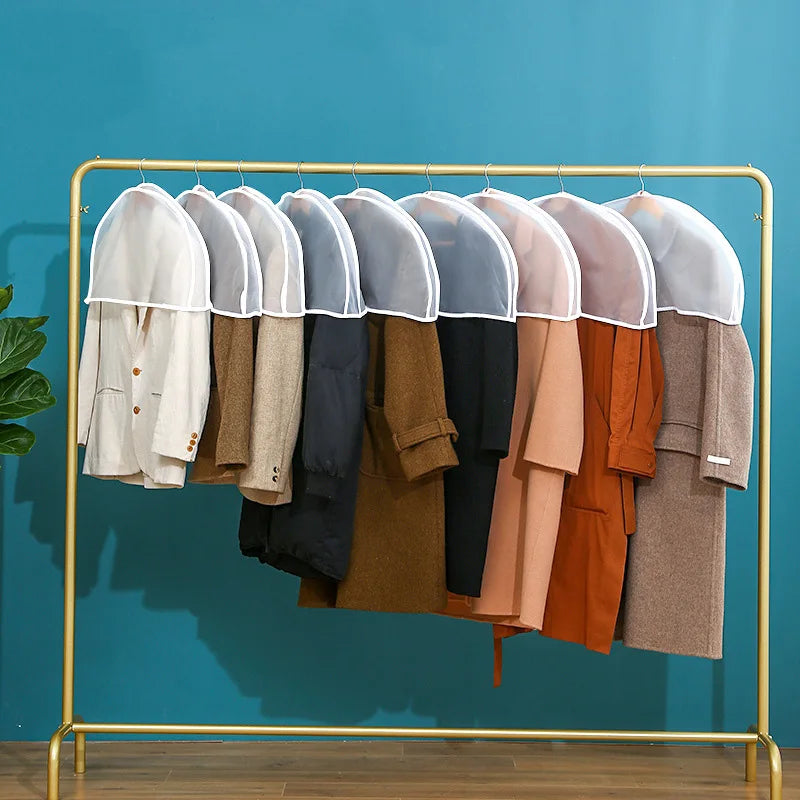 5pcs Clothing Dust Cover PEVA Clear Suits Protective Cover Moisture-proof Mold-proof Clothing Storage Cover Wardrobe Organizer