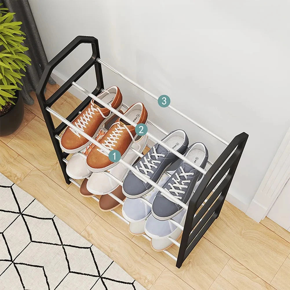 4-Layer Metal Shoe Rack Simple Shoe Shelf Footwear Organizer Stand Holder Large Capacity Shoe Shelf Living Room Storage