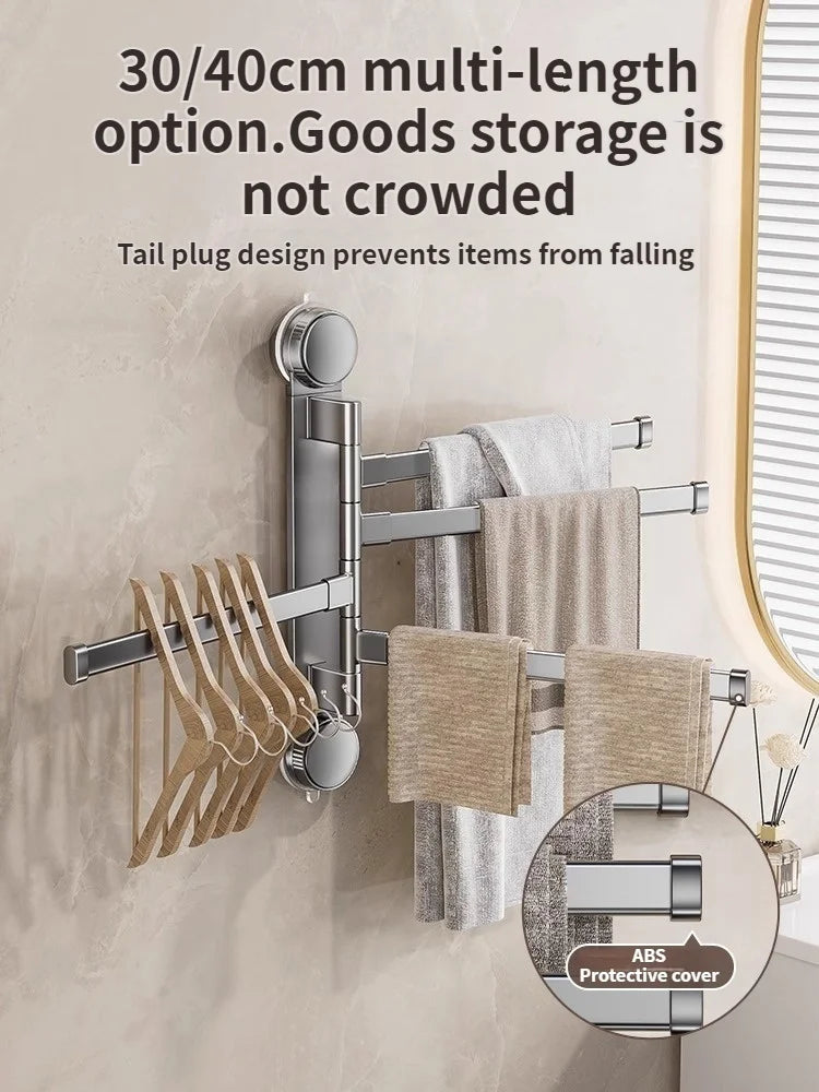 No Need To Drill Suction Cup rotating towel rack multi-bar folding rack towel rack Bathroom bath towel rack Kitchen storage rack