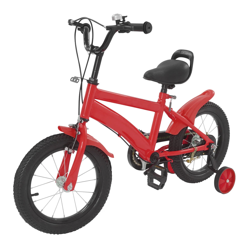 14 Inch Kids Bike w/ Training Wheels, Adjustable Seat Height Dual Brakes Children's Bicycle Kids Learning Bicycle for Boys Girls