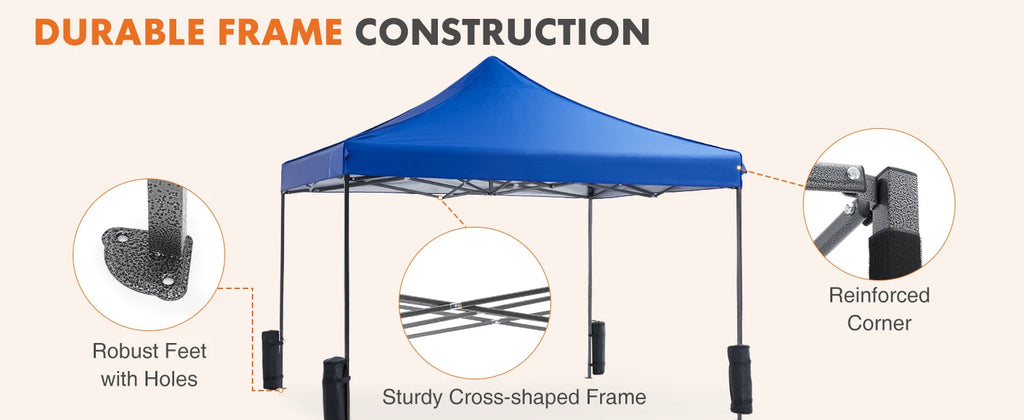 JHK 10x10ft Pop Up Outdoor Canopy Tent Easy Setup Shade Instant Portable Sun Shelter Canopy Tent with Sand Bags for Camping