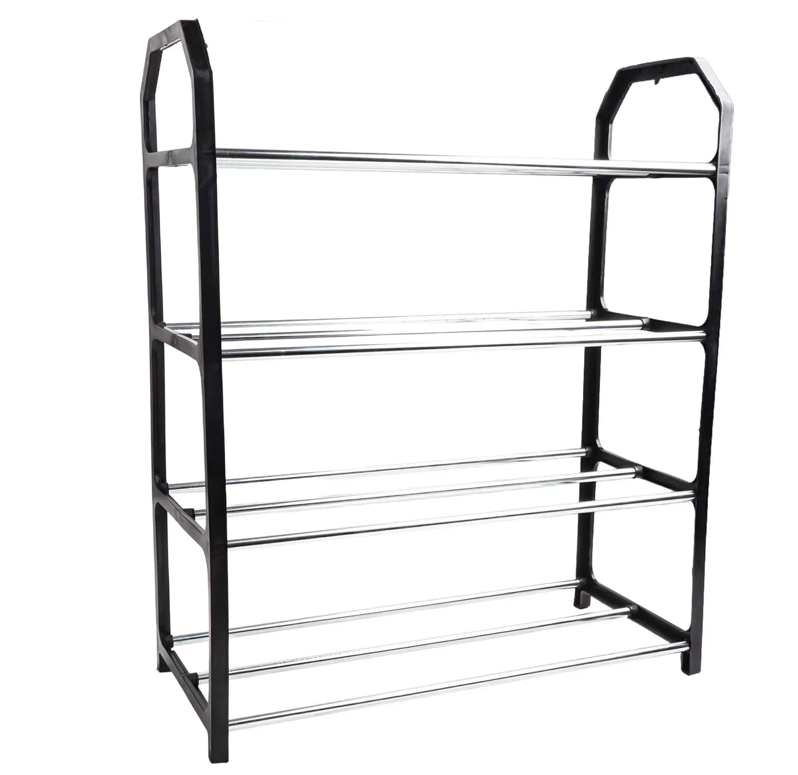 4-Layer Metal Shoe Rack Simple Shoe Shelf Footwear Organizer Stand Holder Large Capacity Shoe Shelf Living Room Storage