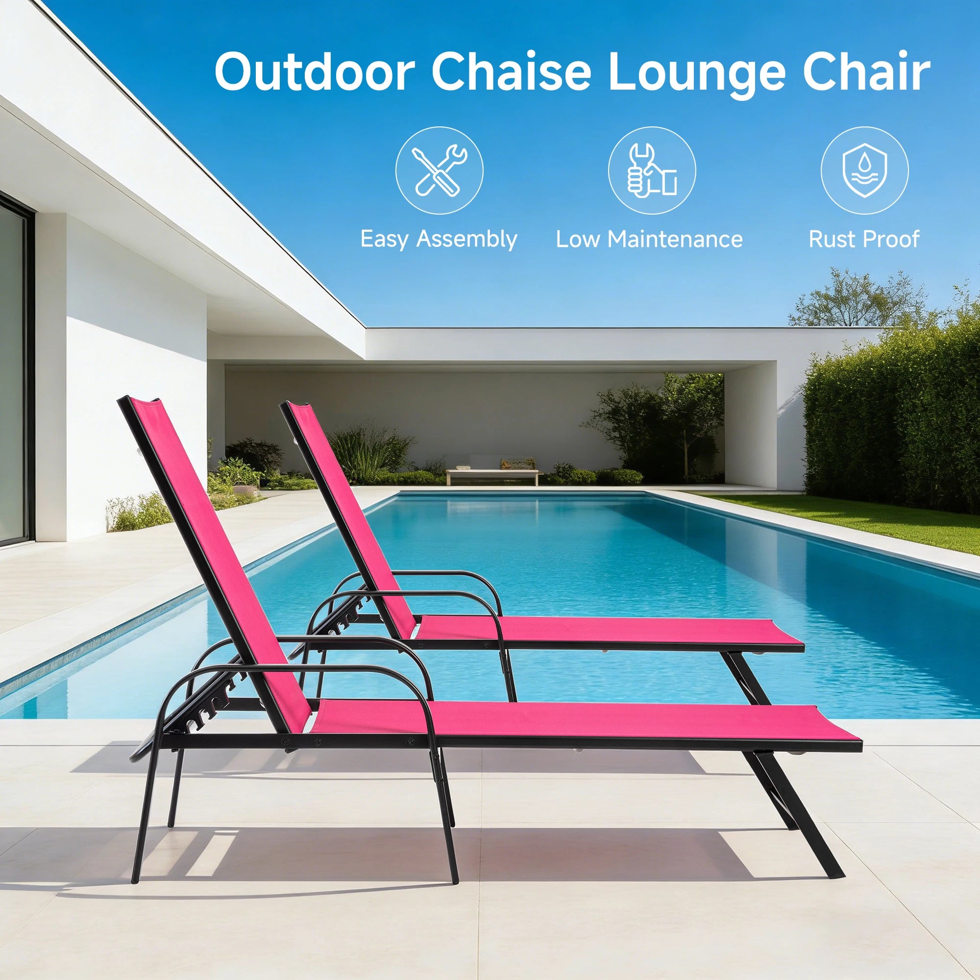 JHK Portable 8-legged Folding Beach Chair Outdoor Sun Chairs with Armrests Metal Frame Lounge Recliner Chair for Patio Backyard