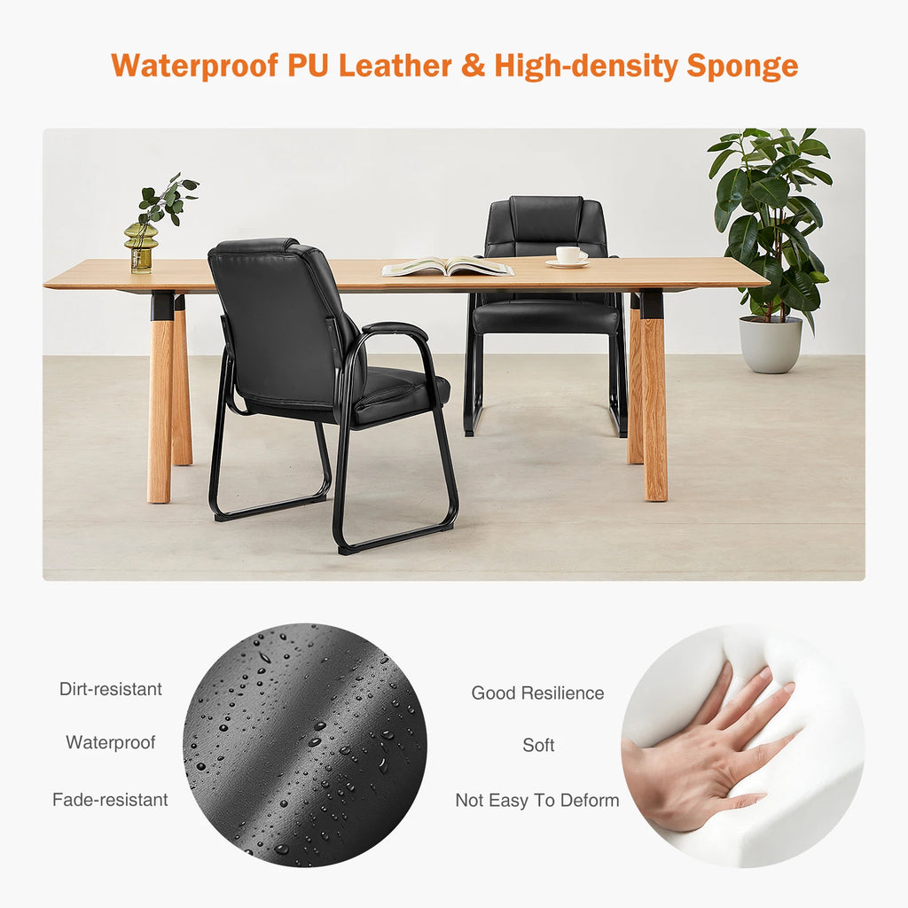 JHK Ergonomic Padded Backrest Living Room Gaming Chair Waterproof PU Leather Waiting Room Seat Thickened Sponge Cushion Arms