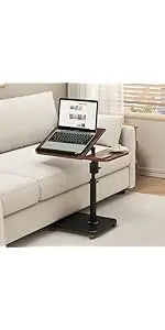 Adjustable C-Shaped Side Table with Swivel Top - Multi-Height End Table for Couch, Bed, Bathtub & Living Room