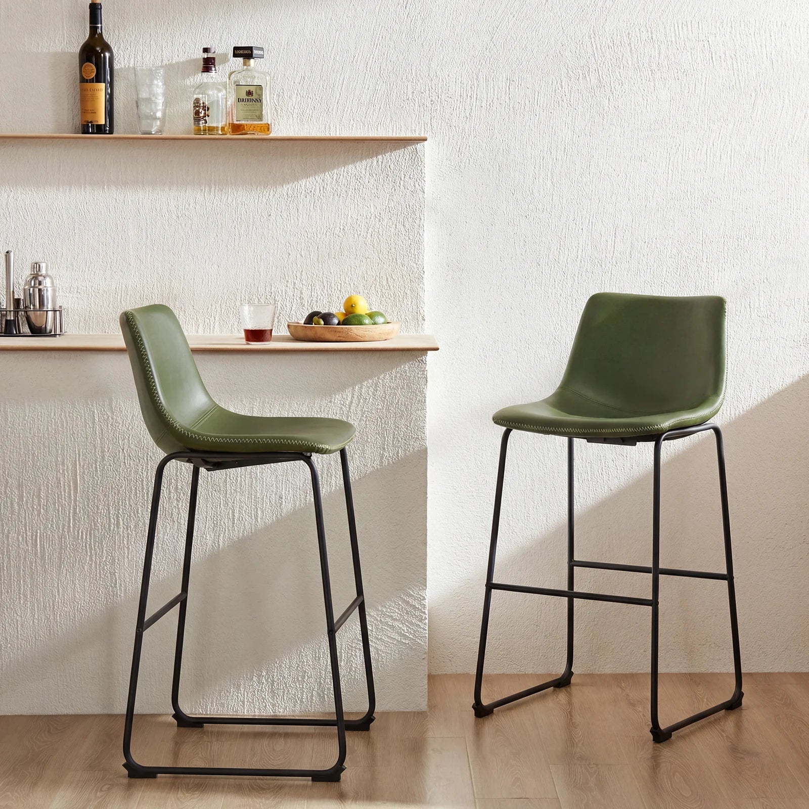 JHK 2 Pack Pu Leather Counter Height High Chair For Home and Office Comfortable Sponge Cushion Outdoor and Indoor Sturdy Chairs