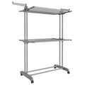 SONGMICS Clothes Drying Rack 3-Tier, Foldable Laundry Drying Rack 58.3-Inch Tall, Stainless Steel, Rolling Clothes Horses, Cloth
