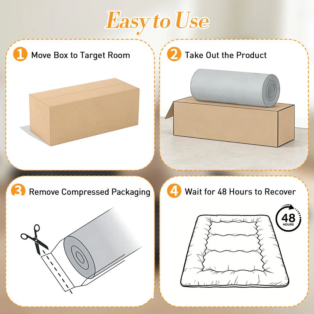 JHK Foldable 4 Inch Soft Bed Mattress Full Queen Size Thick Mattress Soft and Breathable Portable Bed Topper Bedroom Home Use