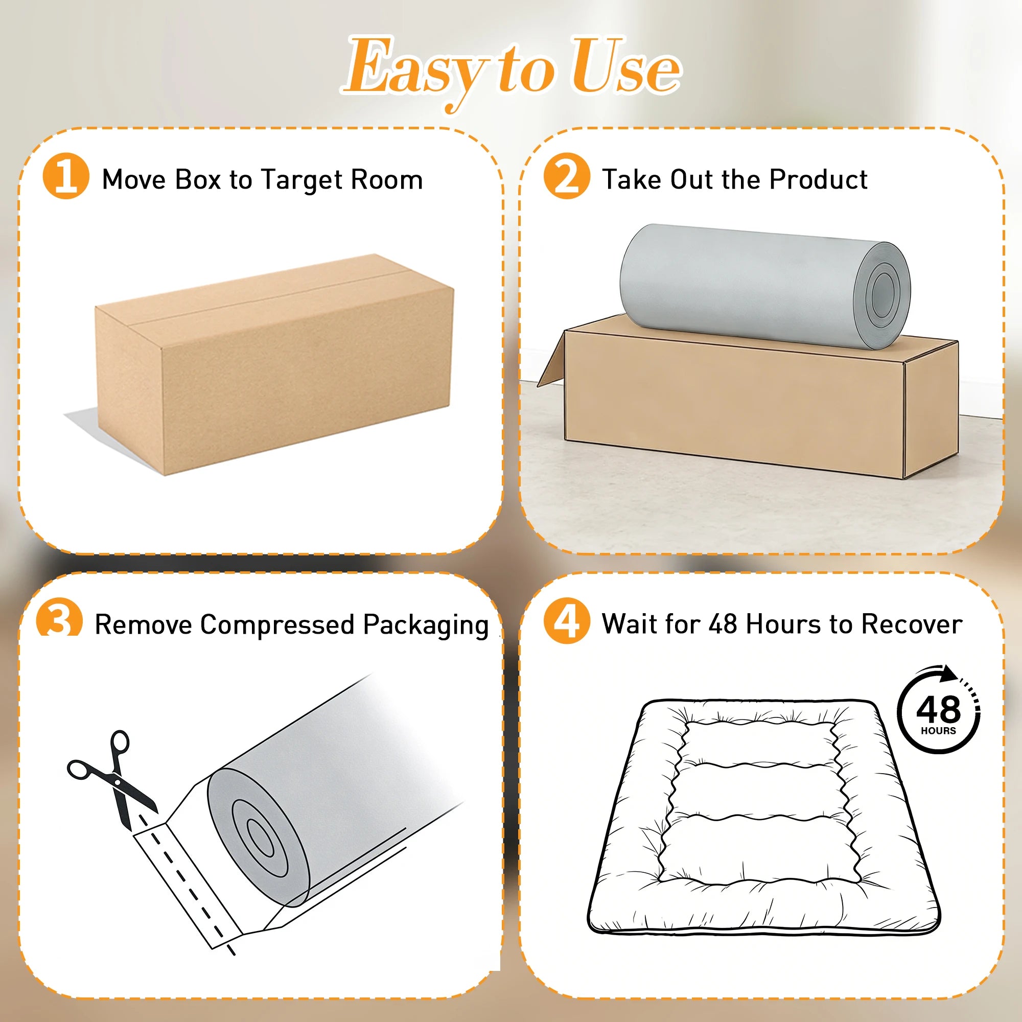 JHK Foldable 4 Inch Soft Bed Mattress Full Queen Size Thick Mattress Soft and Breathable Portable Bed Topper Bedroom Home Use