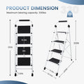 JHK 4 Step Ladder Folding Sturdy Step Stool with Anti-Slip Pedal 330lbs Capacity Steel Portable Heavy Duty Step Stool for Home