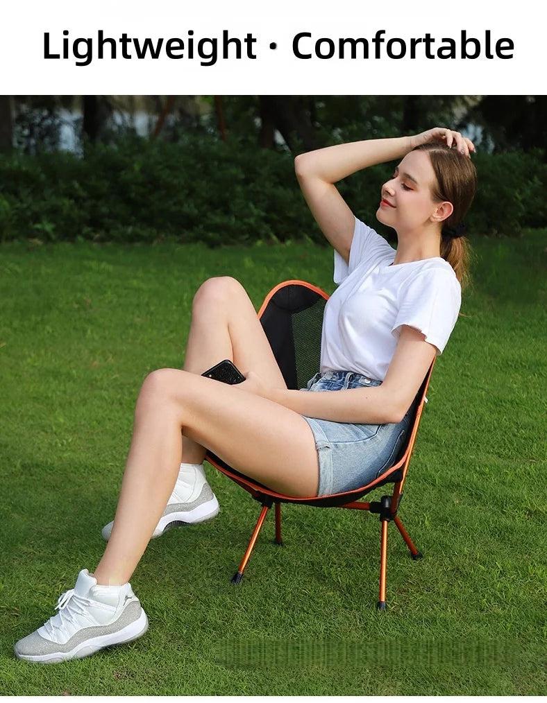 New Outdoor Moon Chair Ultra-Light Folding Camping Chair Portable Leisure Backrest Aluminum Alloy  for Backpacking  fishing