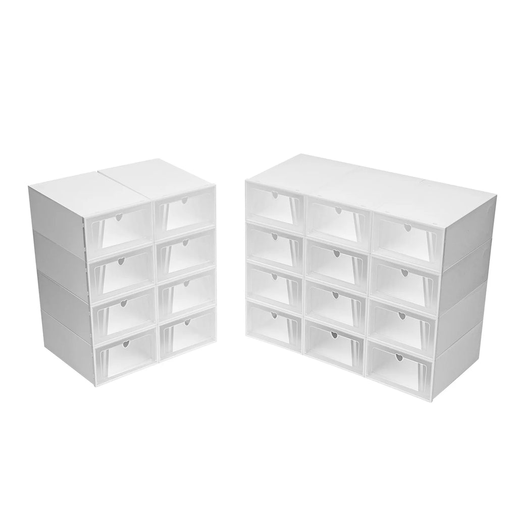 20PCS Foldable Flip Shoe Boxes Set, Shoe Rack Stackable Storage Container Plastic Clear Shoe Case Home Organizer 33*23*14cm