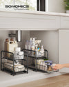 SONGMICS 2-Tier Pull Out Cabinet Organizers, Under Sink Organizer, Bathroom Organizer and Storage, Sliding Basket Drawers, Stack