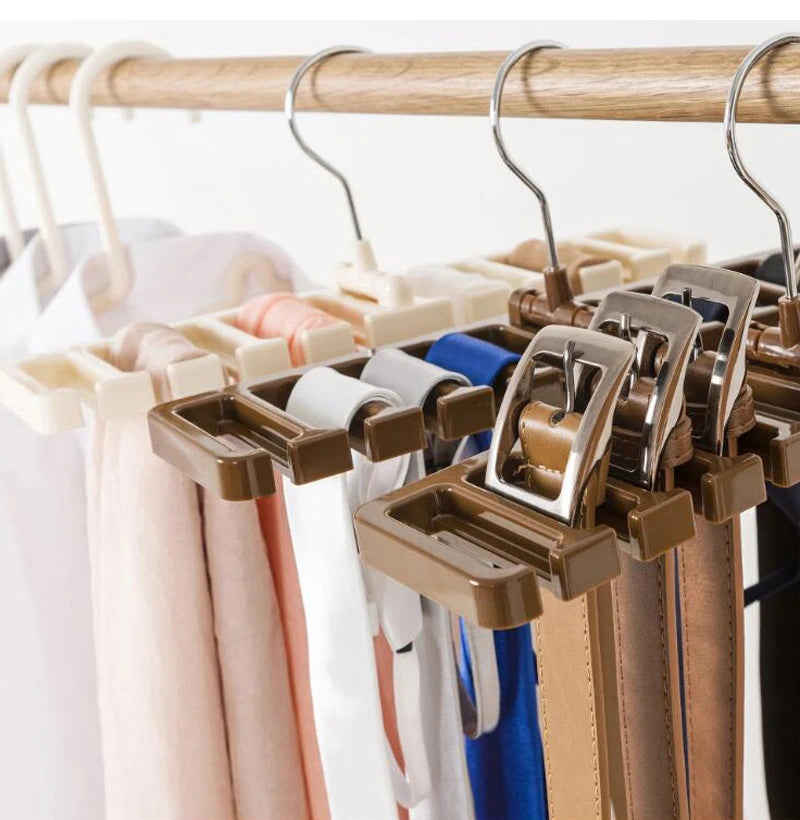 Tie Belt Hanger Wardrobe Closet Organizer 10 Card Slots Large Capacity Belt Storage Rack Scarf Tie Hanging Organizer Scarf Hook
