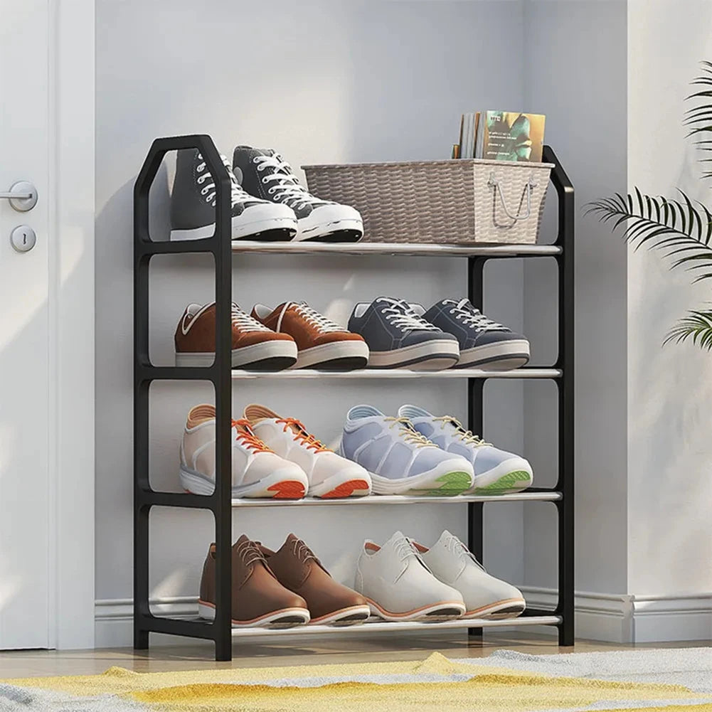 4-Layer Metal Shoe Rack Simple Shoe Shelf Footwear Organizer Stand Holder Large Capacity Shoe Shelf Living Room Storage