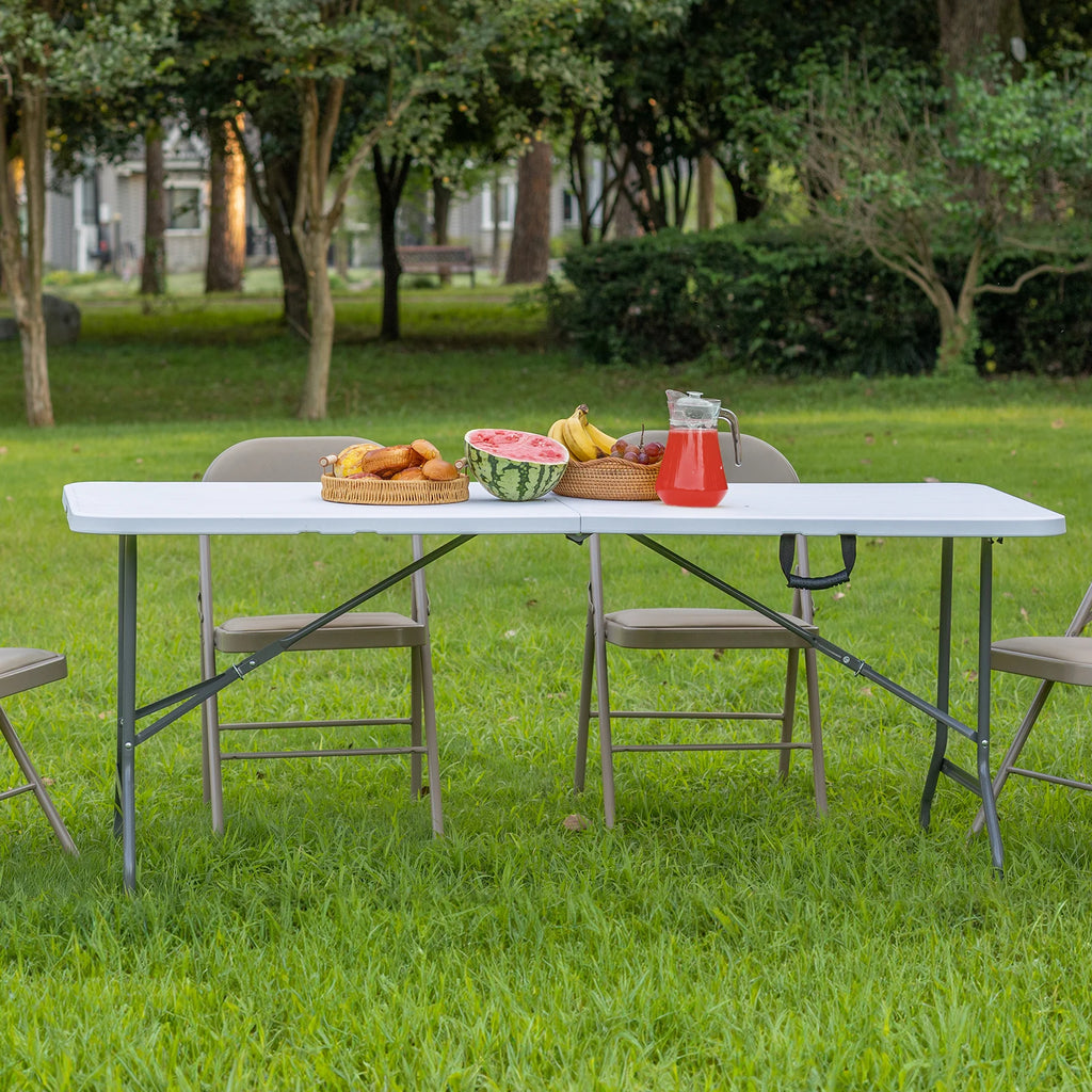 JHK Plastic Portable Folding Outdoor Indoor Table Heavy Duty Foldable Table with Carrying Handle Safety Lock For Camping Picnic