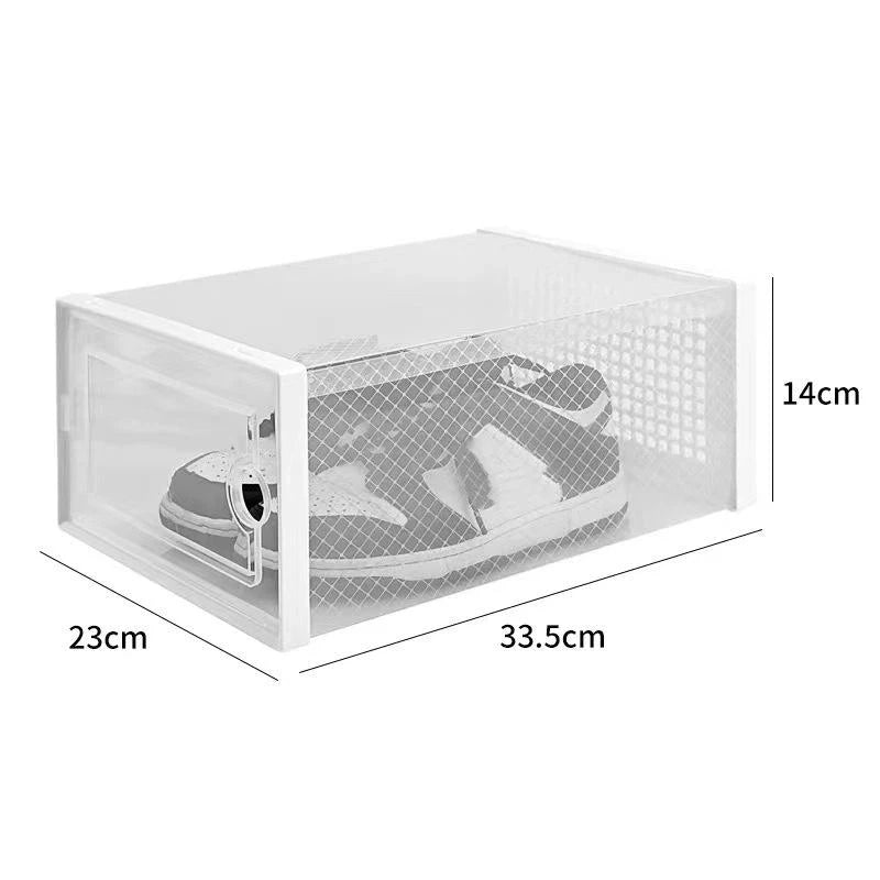 〔White〕Shoe Box Organizer, Clear Stackable Plastic Storage For Sneakers, Dust-Proof Design To Keep Shoes Visible & Protected