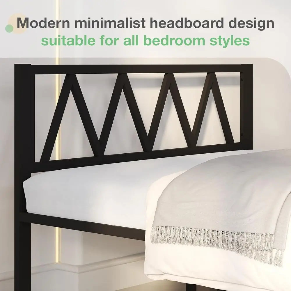 Novilla 18 Inch Queen Bed e with board, Metal Platorm Bed e, Queen Size Bed e No Box Spring Needed, Easy Assembly, Black