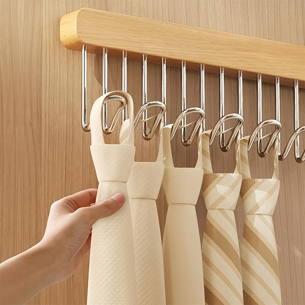 Pull-Out Sliding Hanger for Closet - Space-Saving Organizer with 12 Hooks
