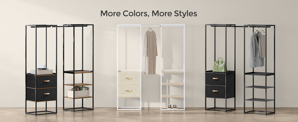 SONGMICS Clothes Rack, 70.9 Inch Wardrobe Freestanding Closet, Heavy Duty Garment Rack with 1 Extendable Hanging Rod, 2 Drawers